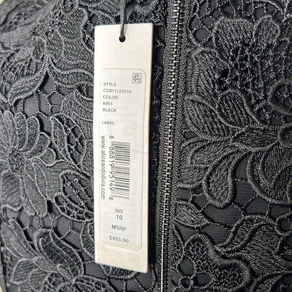 Alice + Olivia Lennon V-Neck Lace Mini Cocktail Dress Black Size 10 NWT! - Picture 9 of 16